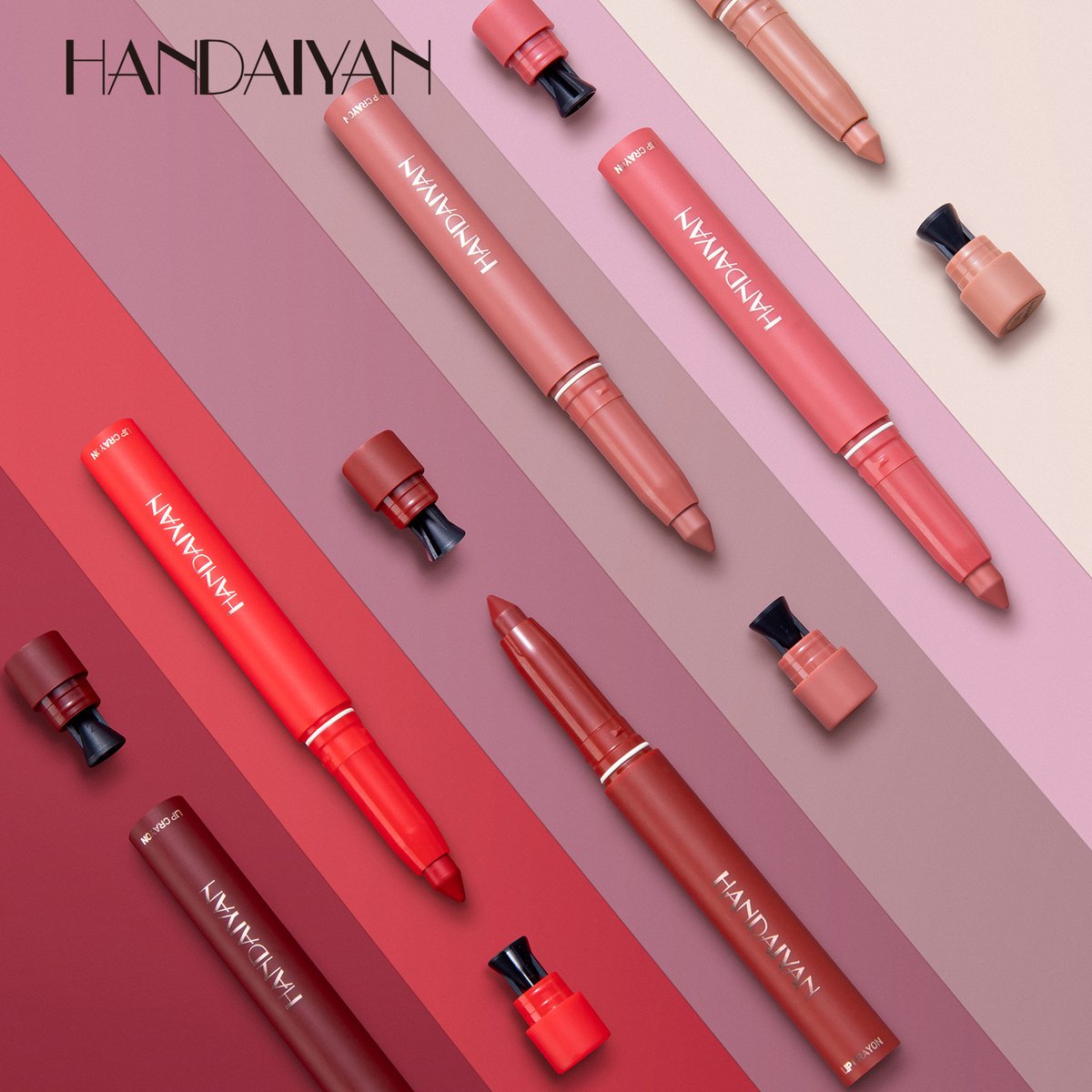 12 Color HANDAIYAN Rotating Sharpenable Matte Lipstick Pencils