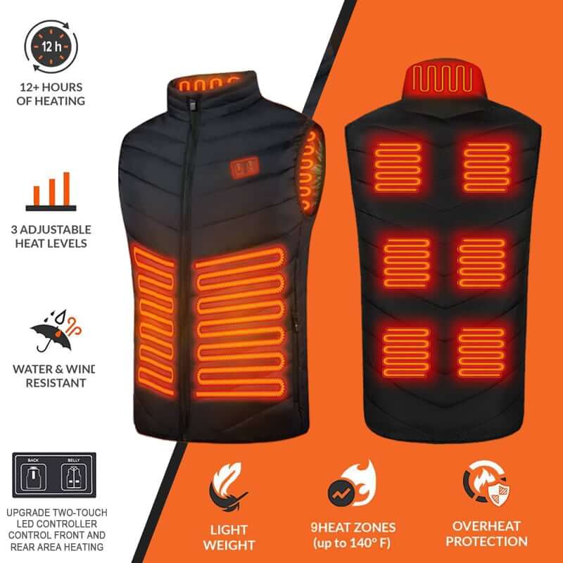 2022 Updated Version Two-touch LED Controller Heated Vest For Men & Women With Battery Pack (with batteries)