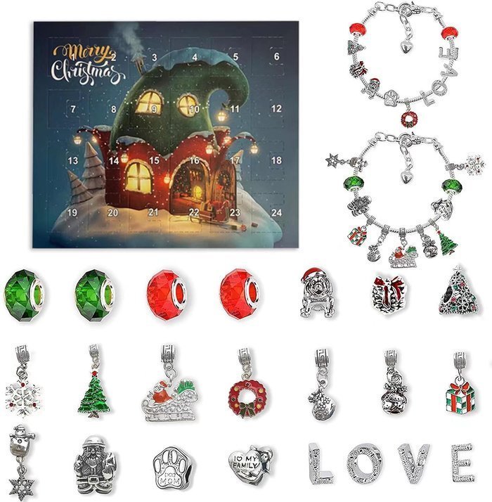 24 Days Countdown Calendar DIY Christmas Advent Calendar Bracelets Set