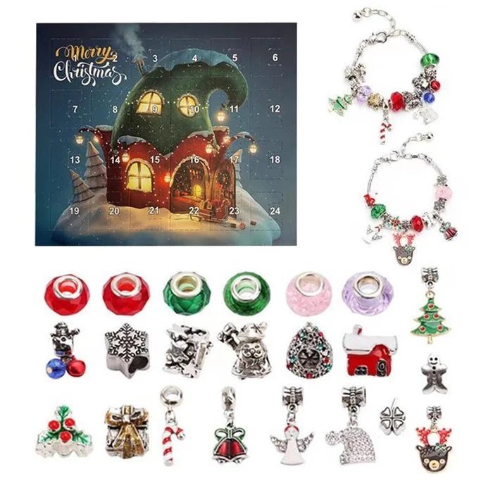 24 Days Countdown Calendar DIY Christmas Advent Calendar Bracelets Set