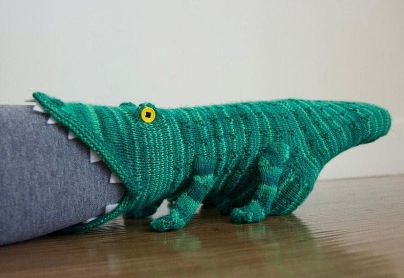 3D Knit Crocodile Socks