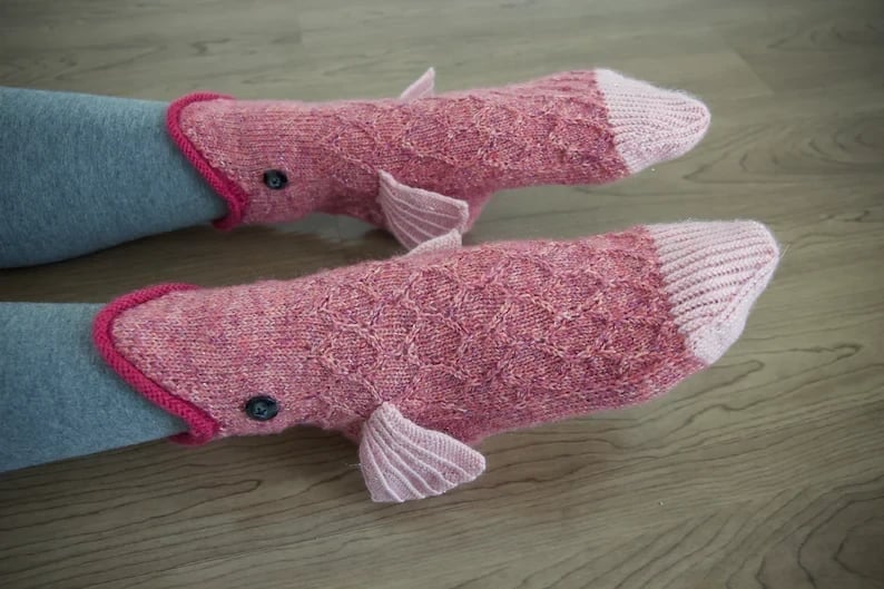 3D Knit Crocodile Socks