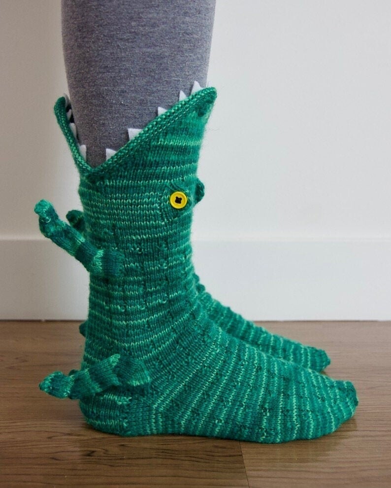 3D Knit Crocodile Socks