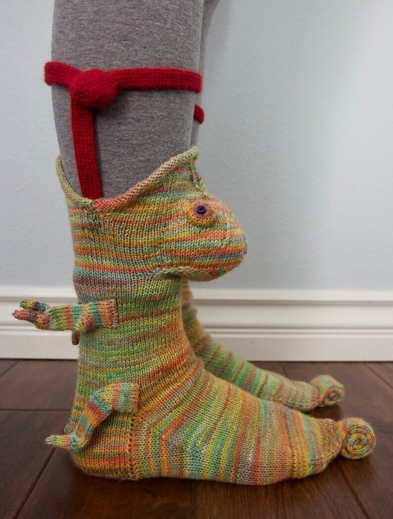 3D Knit Crocodile Socks