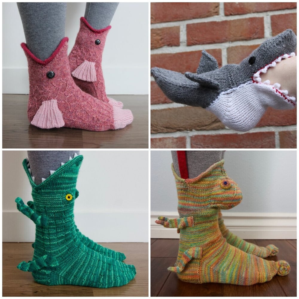 3D Knit Crocodile Socks