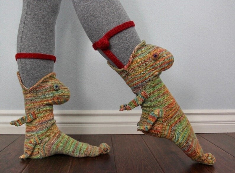 3D Knit Crocodile Socks