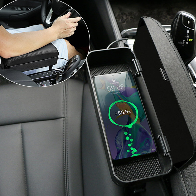 Adjustable Car Armrest Box Storage Box With  Wireless Charging