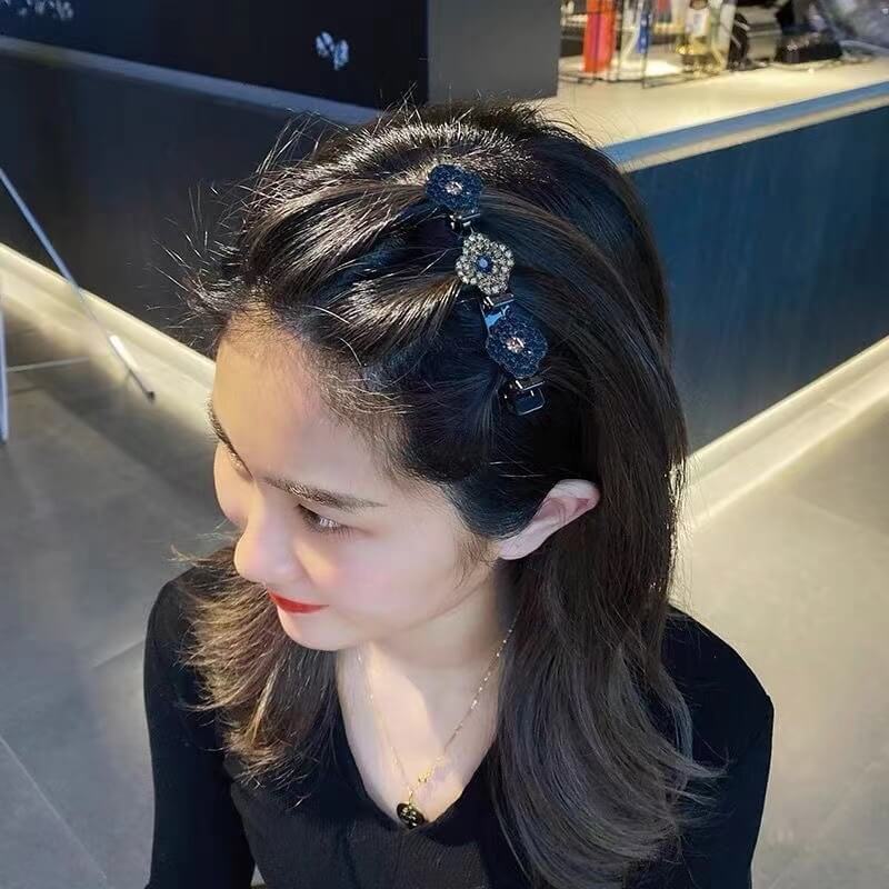 Ailiboats Sparkling Crystal Stone Braided Hair Clips