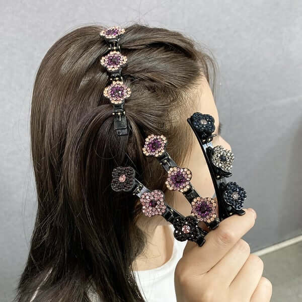 Ailiboats Sparkling Crystal Stone Braided Hair Clips