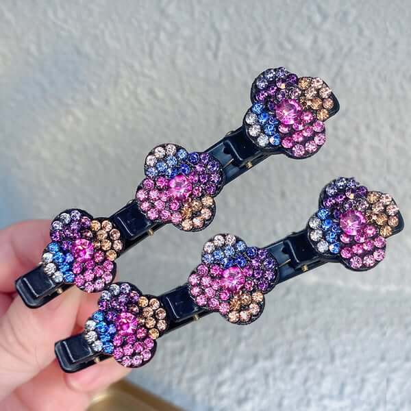 Ailiboats Sparkling Crystal Stone Braided Hair Clips