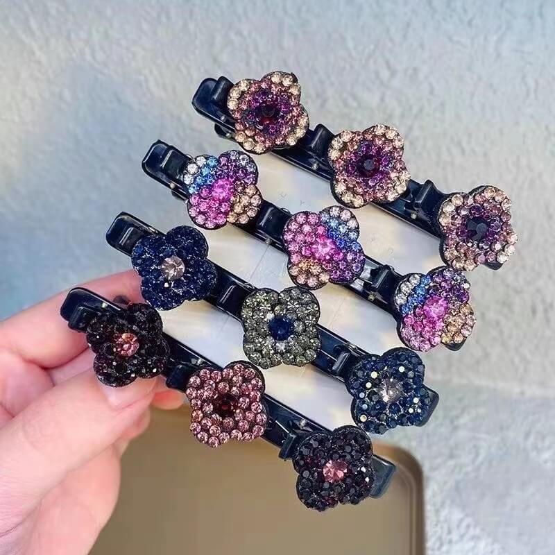 Ailiboats Sparkling Crystal Stone Braided Hair Clips