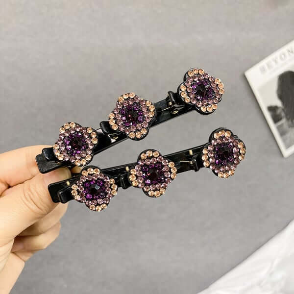 Ailiboats Sparkling Crystal Stone Braided Hair Clips