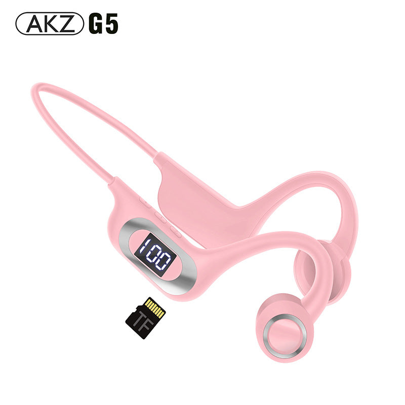 AKZ Bluetooth Bone Conduction Headset with TF card, LED Display,30H Battery Life