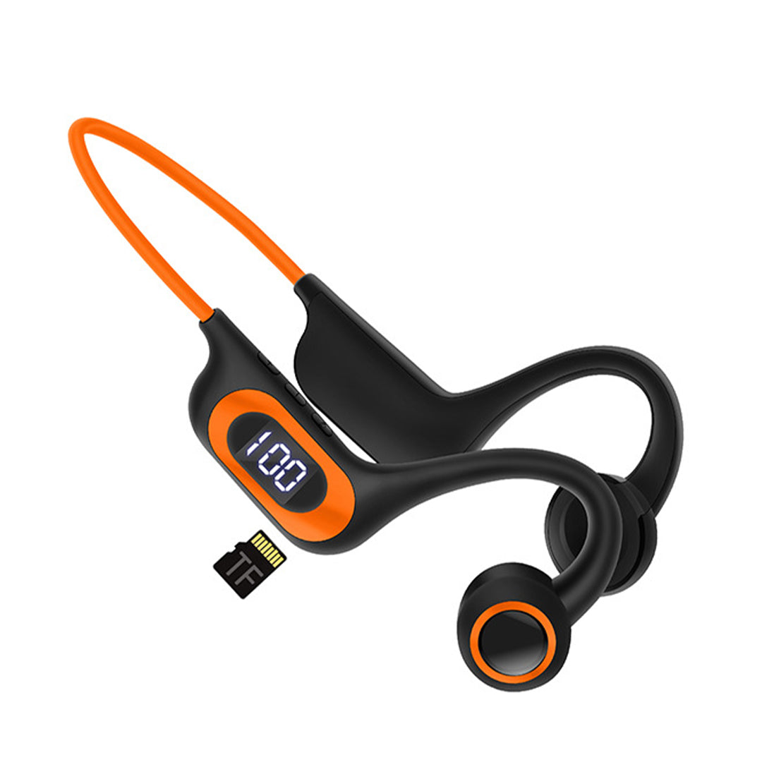 AKZ Bluetooth Bone Conduction Headset with TF card, LED Display,30H Battery Life