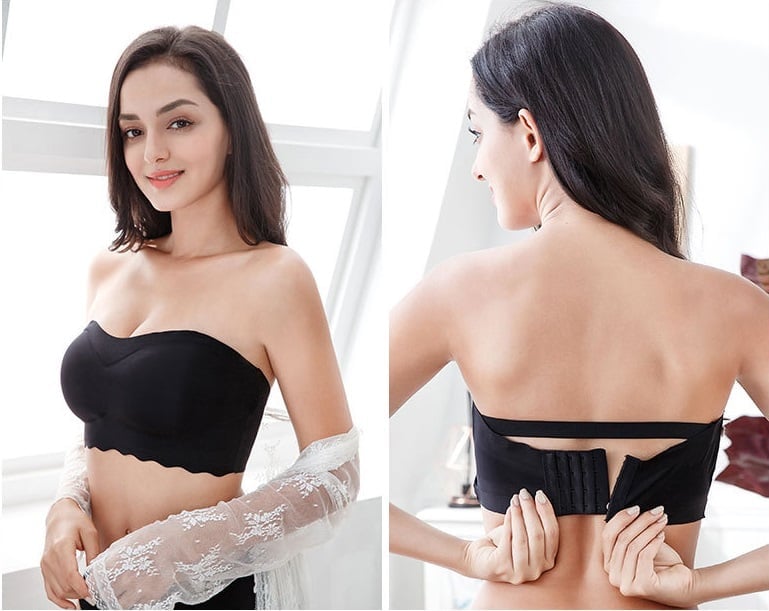 Allcstatime Ice Silk Non-slip Tube Top Strap Bra