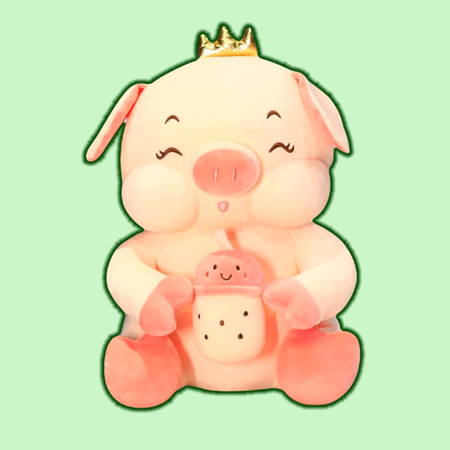 Angel Pig With Milk Tea Cup