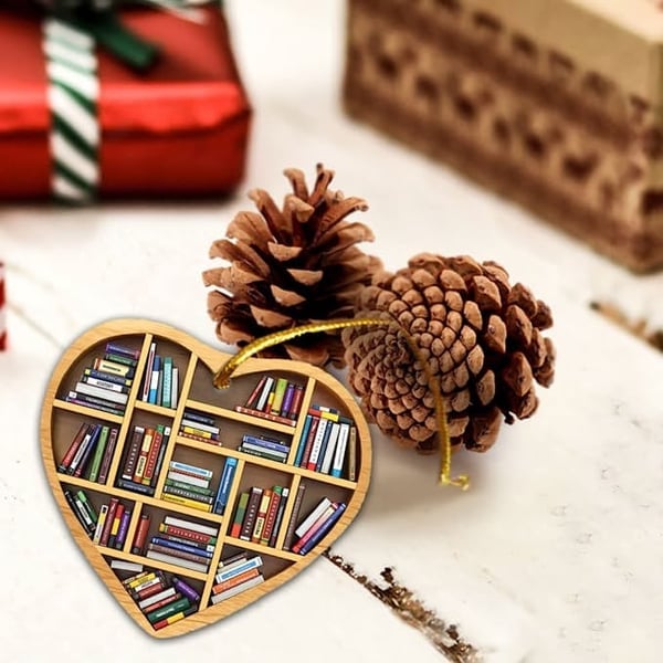 Angel-coming Book Lovers Heart Ornament