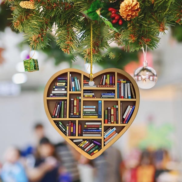 Angel-coming Book Lovers Heart Ornament