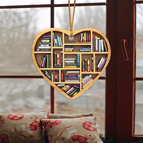 Angel-coming Book Lovers Heart Ornament