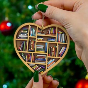 Angel-coming Book Lovers Heart Ornament