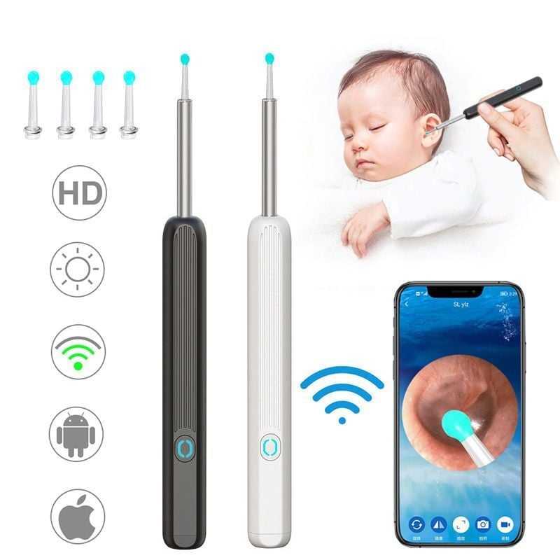 Applausei Wi -Fi visible wax elimination spoon, USB 1080P HD load otoscope