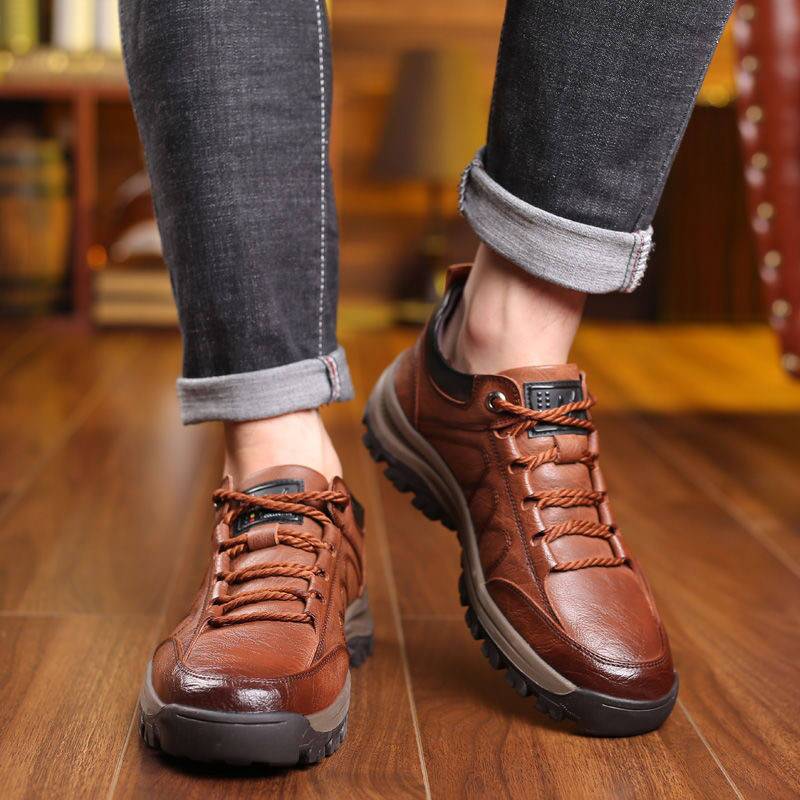 Artanner Men's Casual Hand Stitching Leather Big Size Shoes