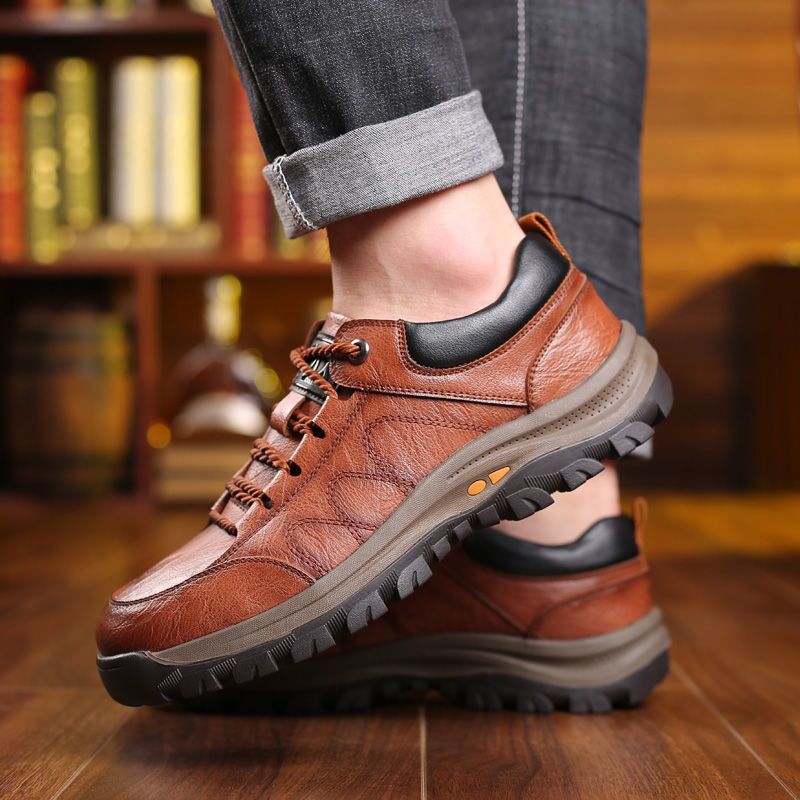 Artanner Men's Casual Hand Stitching Leather Big Size Shoes