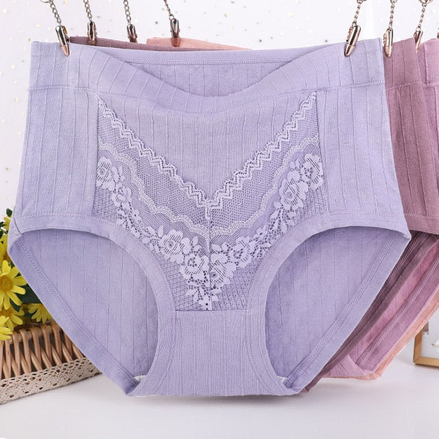 Becaucome 2022 Newest Plus Size LeakProof Lace Cotton Panties 6XL