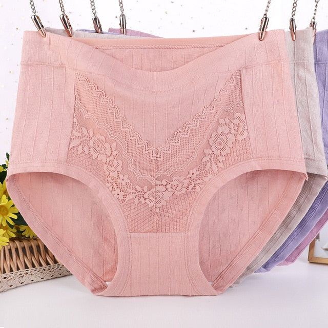 Becaucome 2022 Newest Plus Size LeakProof Lace Cotton Panties 6XL