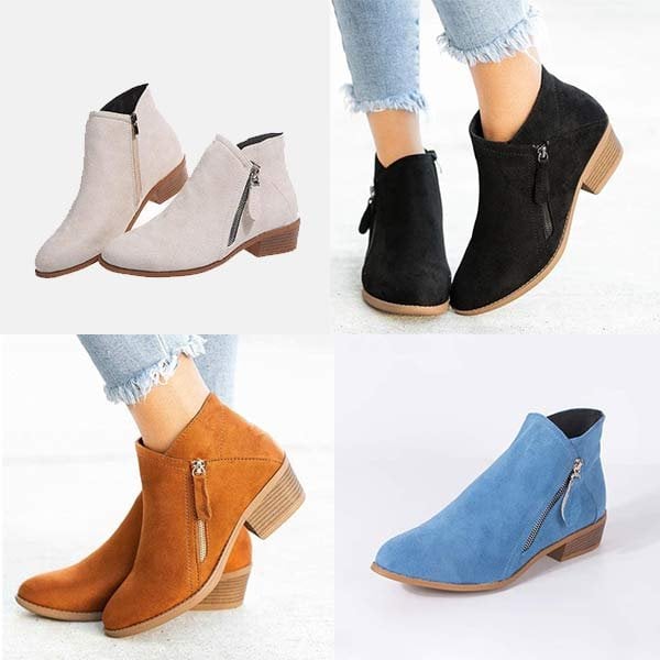 Becaucome Women'S Chunky Heel Side Zip Ankle Boots