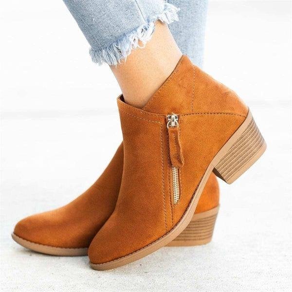 Becaucome Women'S Chunky Heel Side Zip Ankle Boots