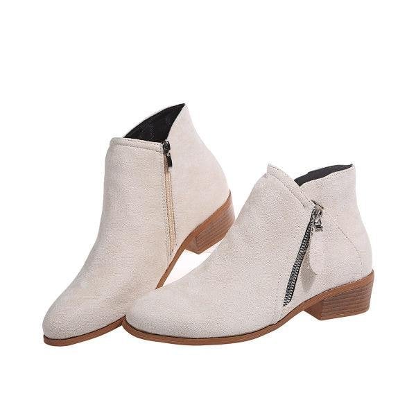 Becaucome Women'S Chunky Heel Side Zip Ankle Boots