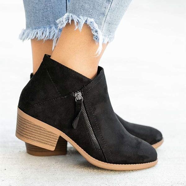 Becaucome Women'S Chunky Heel Side Zip Ankle Boots