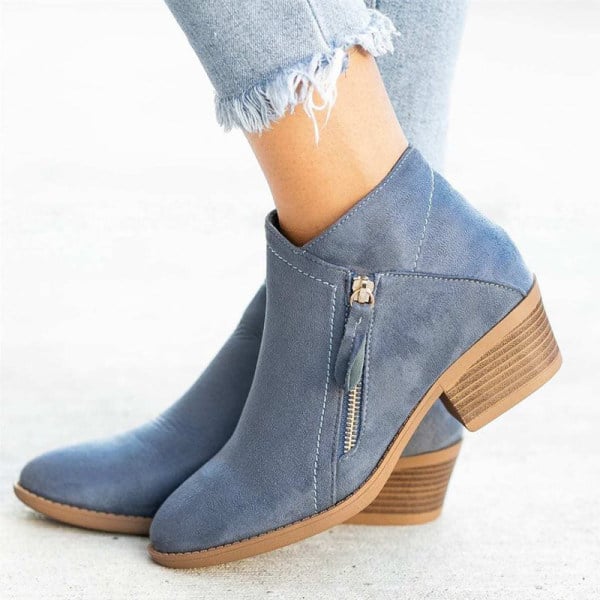 Becaucome Women'S Chunky Heel Side Zip Ankle Boots