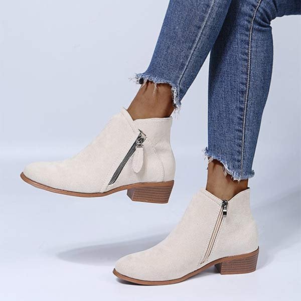 Becaucome Women'S Chunky Heel Side Zip Ankle Boots