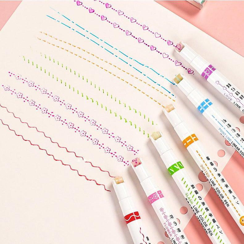 BEST GIFTS FOR KIDS - Dual Tip Pens with 6 Different Curve Shapes Fine Tips