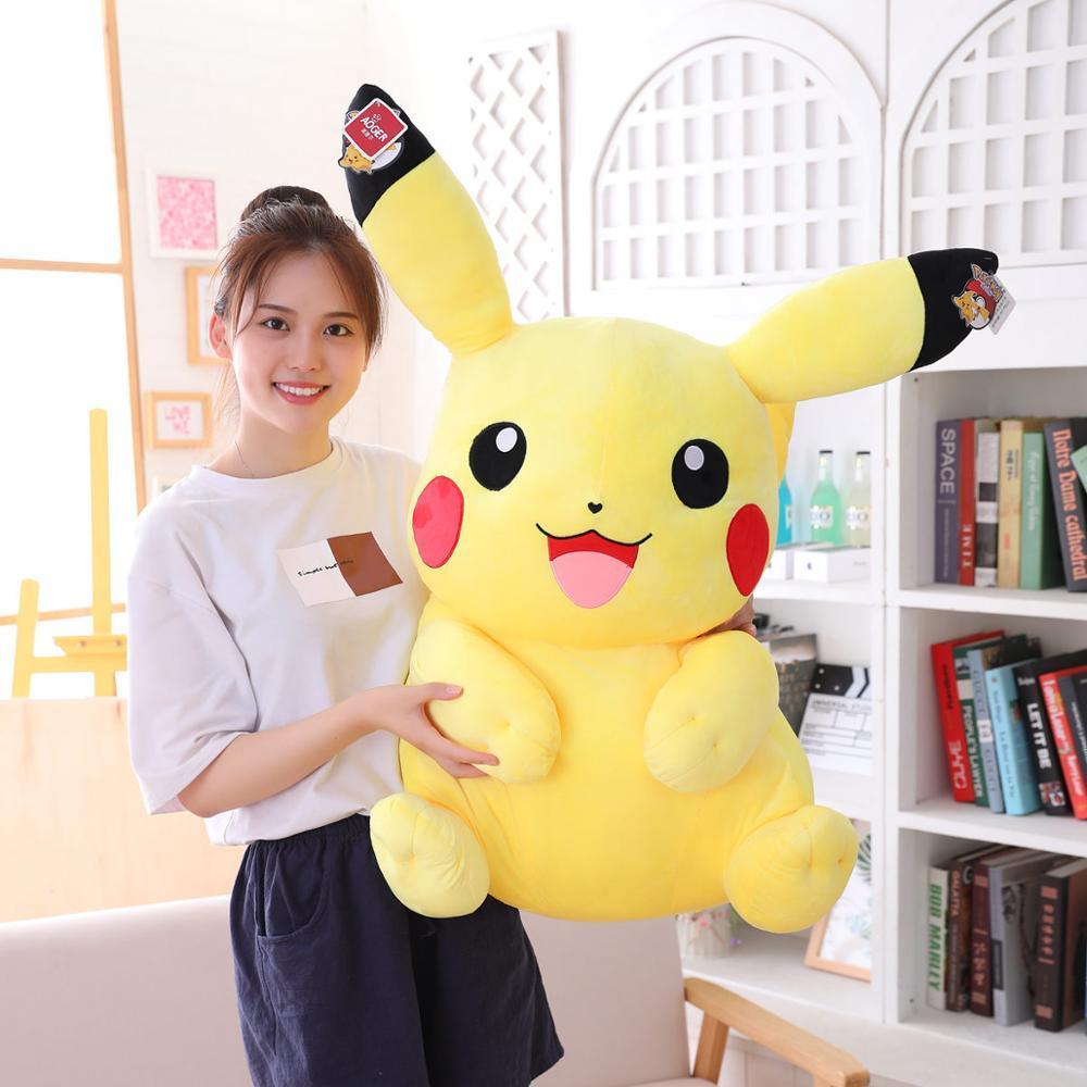 Big Size Pikachu Plush Doll Cute Anime Cartoon Pillow Yellow Elf Stuffed Toy