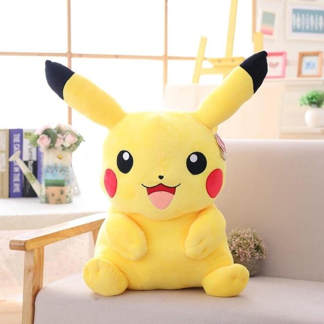 Big Size Pikachu Plush Doll Cute Anime Cartoon Pillow Yellow Elf Stuffed Toy