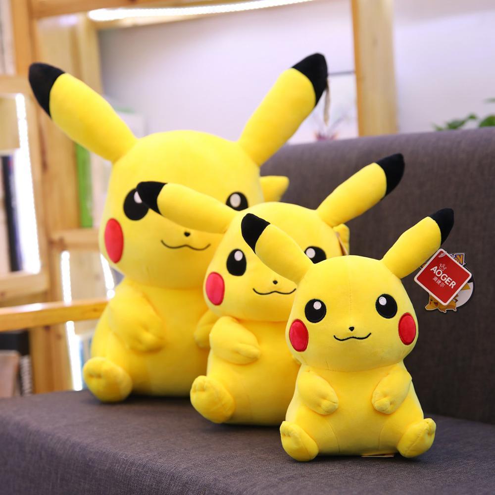 Big Size Pikachu Plush Doll Cute Anime Cartoon Pillow Yellow Elf Stuffed Toy