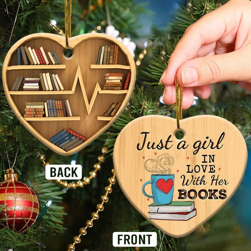 Book Lovers Heart Ornament