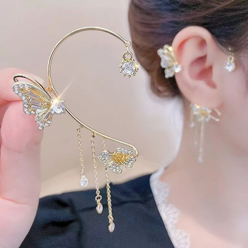 Butterfly Tassel Style Zircon Earrings Perfect Gift