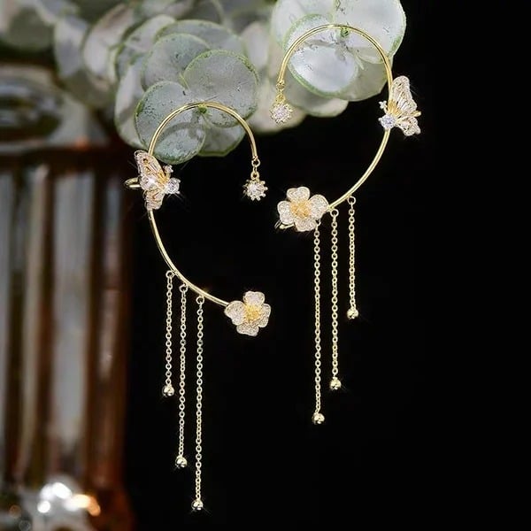 Butterfly Tassel Style Zircon Earrings Perfect Gift