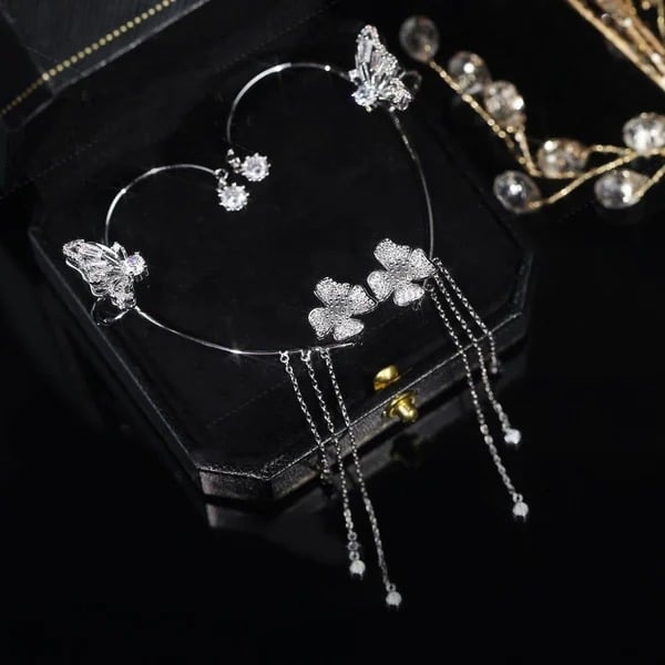 Butterfly Tassel Style Zircon Earrings Perfect Gift