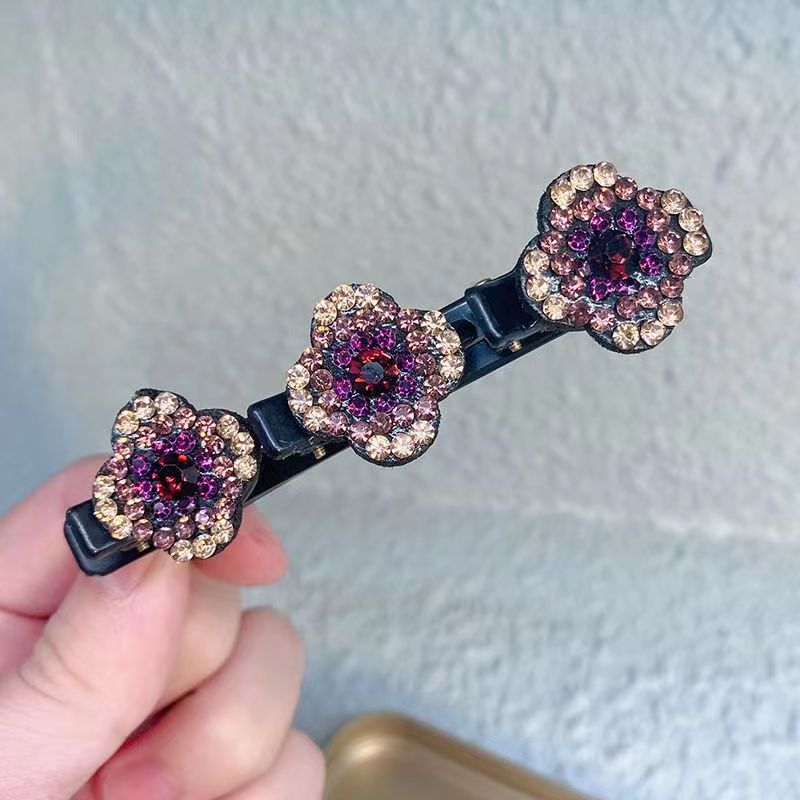 (BUY 1 GET 1 FREE ) Sparkling crystal stone braided hair clips