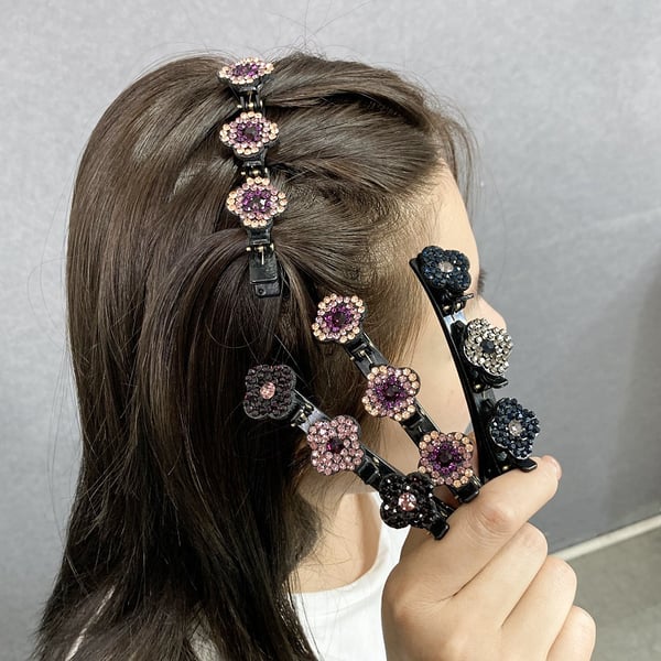 (BUY 1 GET 1 FREE ) Sparkling crystal stone braided hair clips