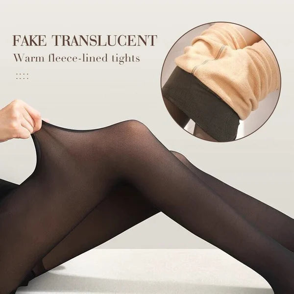 BUY 1 GET 1 FREE(Add 2 Pcs To Cart)Flawless Legs Fake Translucent Warm Plush Lined Elastic Tights