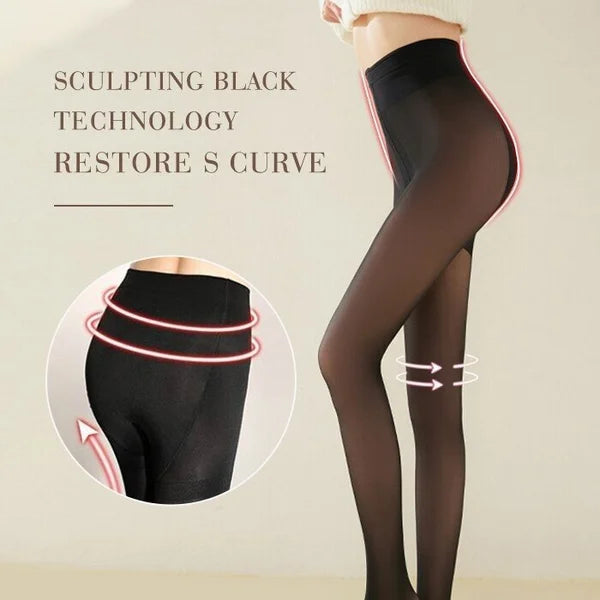 BUY 1 GET 1 FREE(Add 2 Pcs To Cart)Flawless Legs Fake Translucent Warm Plush Lined Elastic Tights