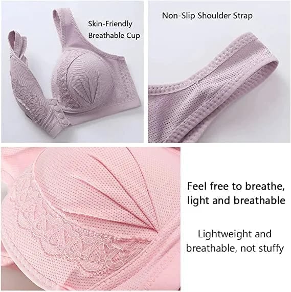 BUY 1 GET 2 FREE(Please add 3 pcs to cart)-2022 Front Button Breathable Skin-Friendly Cotton Bra