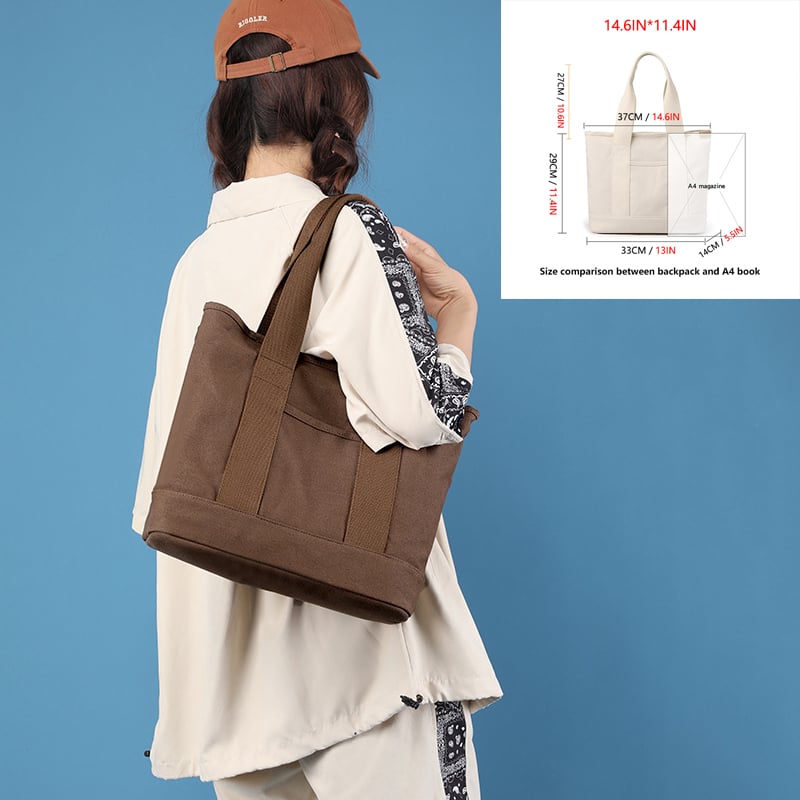 Calendarm [Japanese handmade] Large capacity multi-pocket handbag