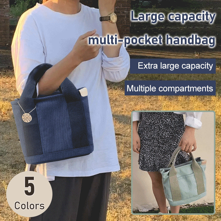 Calendarm [Japanese handmade] Large capacity multi-pocket handbag